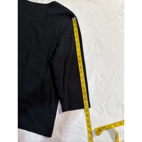 Chico's Zenergy Black Rhinestone Top 3/4 Sleeve Size 3 - Picture 7 of 9